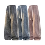 美式休闲风扎染直筒裤男士春秋松紧腰垂感阔腿裤CK2507-K特P42，男装休闲裤，电商A076