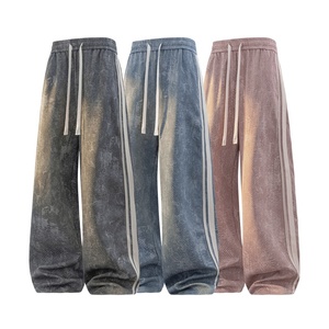 美式休闲风扎染直筒裤男春秋松紧腰垂感阔腿休闲裤CK2507-K特P42，男装休闲裤，电商A076