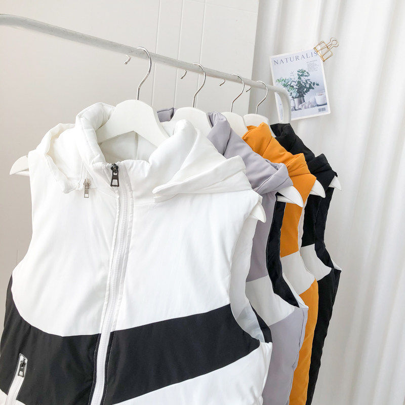 马甲男秋冬季连帽羽绒棉情侣马夹背心棉衣港风摆拍7MJ670，男装背心/马甲，电商A076