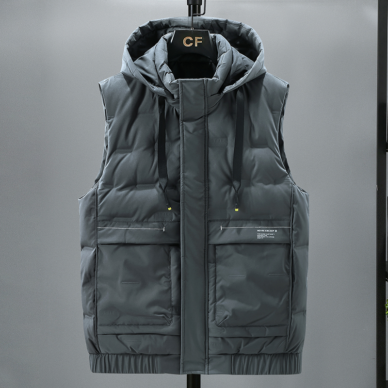 2025新款秋冬季羽绒棉马甲男士可拆卸帽保暖背心外套MJ22109特P70，男装背心/马甲，电商A076