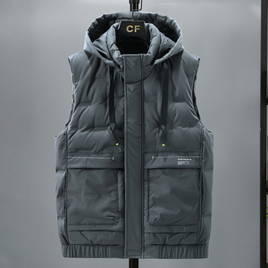 2025新款秋冬季羽绒棉马甲男士可拆卸帽保暖背心外套MJ22109特P70，男装背心/马甲，电商A076