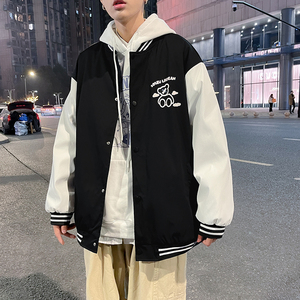 印花夹克外套男春季港风宽松学生情侣棒球服港风模特6JK60023-P50图片
