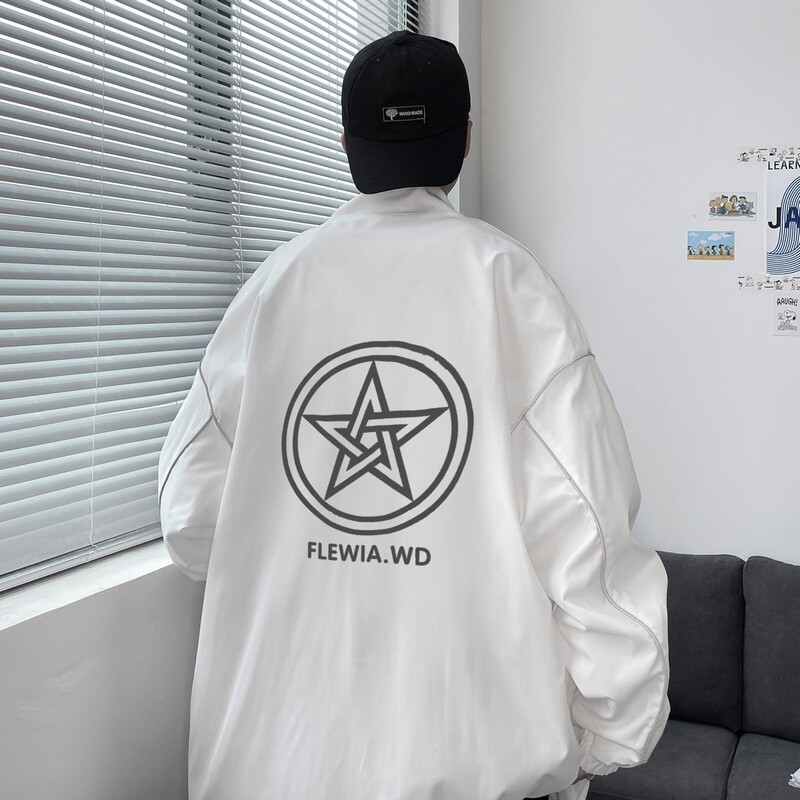 秋冬季夹克男女港风模特卡通反光中性风夜光立领宽松30J，男装夹克，电商A076