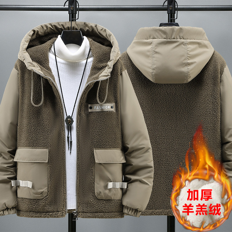 羊羔绒棉衣冬季工装新款棉袄男士连帽加厚保暖棉服MY8119-特P95,男装棉衣,电商A076