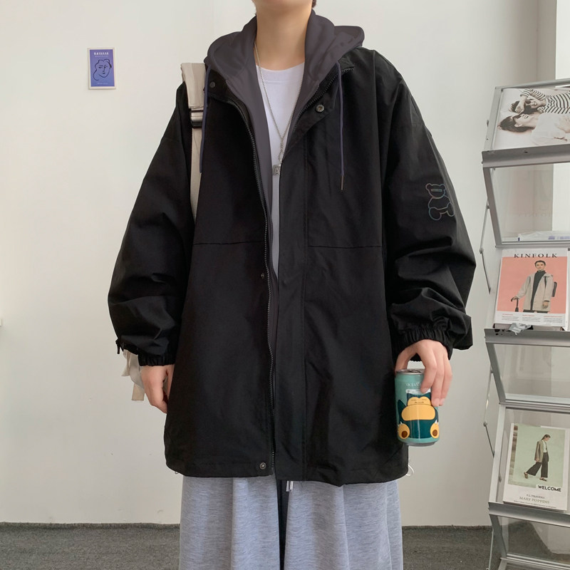 假两件连帽工装外套港风中性风宽松夹克ins新款7J,男装夹克,电商A076