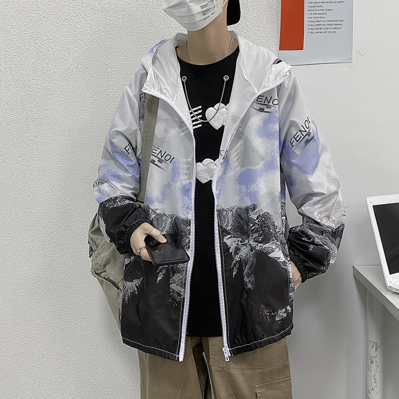 夏季冰丝外套男超薄防紫外线大码情侣防晒衣港风模特4FS9063-P25,男装夹克,电商A076