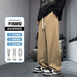 美式风黑色直筒休闲裤男宽松垂感长裤2026秋季新款CK2573-特P35图片