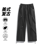 复古工装风休闲裤男宽松直筒抽绳长裤透气垂感裤子CK26013-特P45，男装工装外套，电商A076