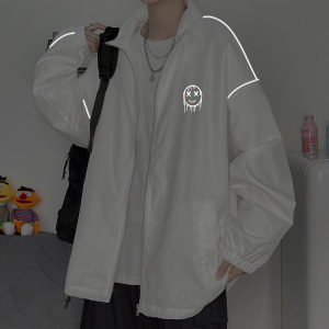 夹克服秋季男女夜光反光外套宽松港风模特中性风摆拍27J图片