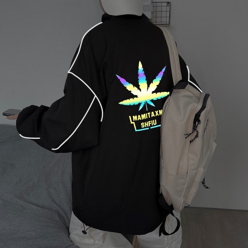 秋冬季夹克衣服外套男女港风反光夜光外套立领20J图片