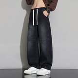 美式复古风弯刀牛仔裤男宽松直筒阔腿长裤水洗做旧NZ1233-特P52，男装牛仔裤，电商A076