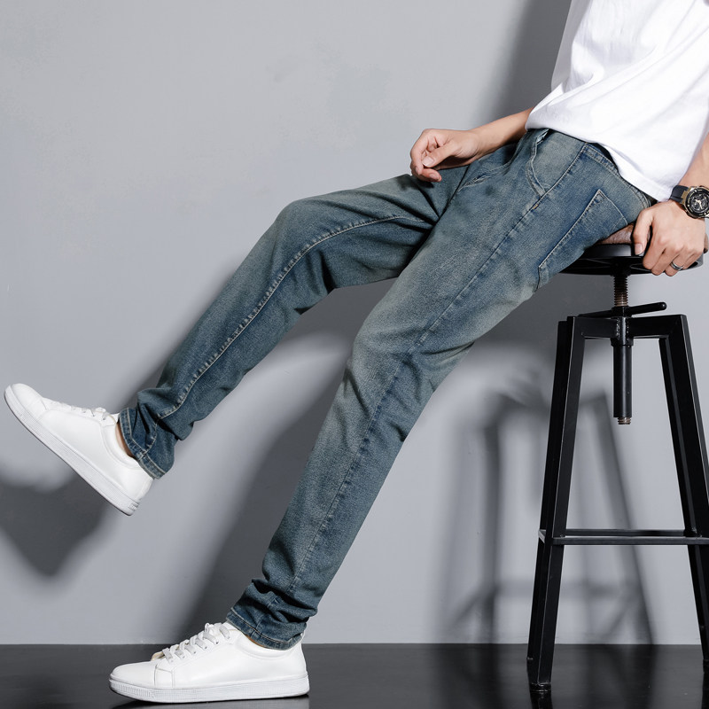新款小直脚牛仔裤男春秋季修身直筒裤子百搭休闲裤NZ3608-特P48，男装牛仔裤，电商A076