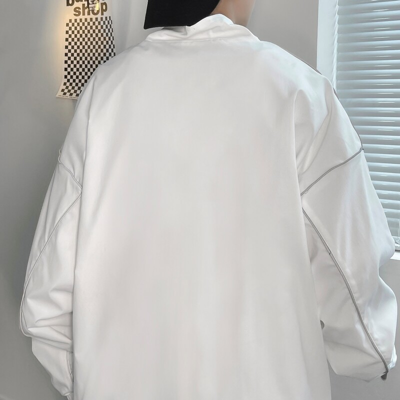 夹克秋季服男女白墙夜光反光外套薄款港风中性风男8J图片