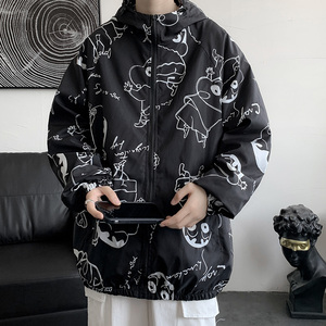 卡通蜡笔小新情侣款外套男女秋季中性风夹克风衣模特11J图片