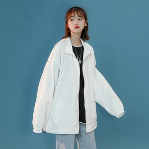 夹克秋季服男女白墙夜光反光外套薄款港风中性风女5J图片