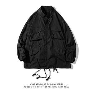 日系工装外套男夏季超薄透气大码港风防晒衣服白底图2FS1029-P35