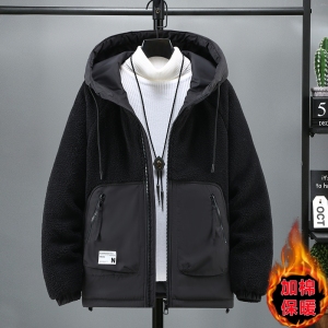 冬季新款连帽羊羔绒棉服男士时尚加厚保暖棉衣外套MY8116-特P100，男装棉衣，电商A076