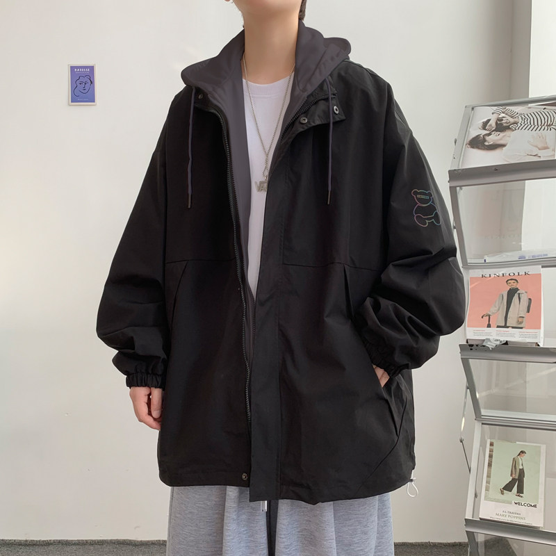 假两件连帽工装外套港风中性风宽松夹克ins新款JK62151-P80图片