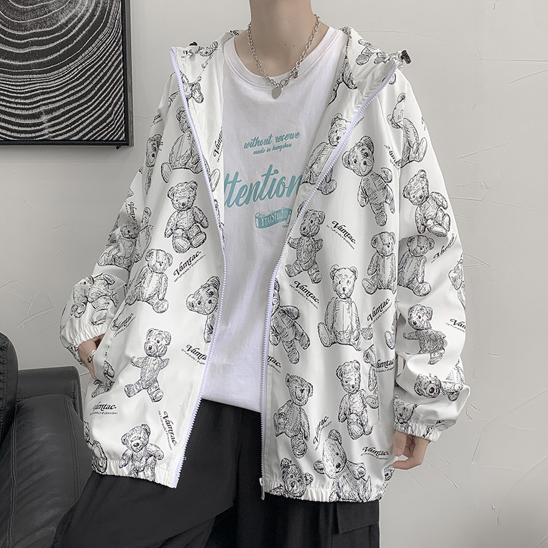 外套男女秋季欧洲站卡通小熊夹克模特中性风港风17J,男装夹克,电商A076