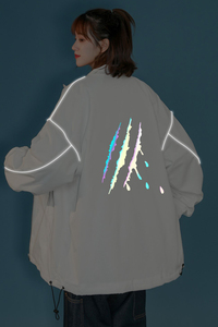 秋冬季夹克男女港风模特卡通反光外套中性风夜光立领1J图片