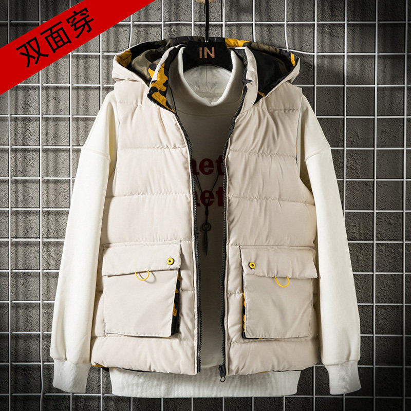 马甲男女双面穿中性风羽绒棉情侣马夹棉衣网格挂拍2MJ671，男装背心/马甲，电商A076