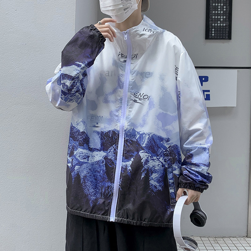 夏季冰丝外套男超薄防紫外线大码情侣防晒衣港风模特4FS9063-P25,男装夹克,电商A076