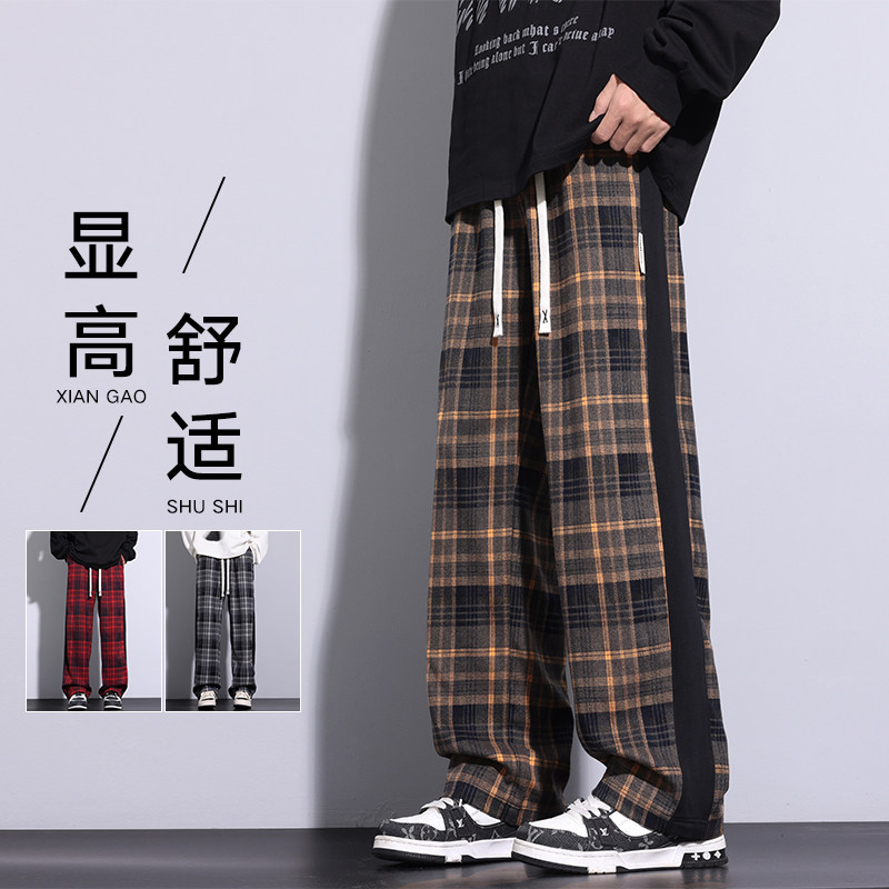 春秋季新款格子休闲裤时尚潮流百搭宽松直筒裤子无差价K827-特P36,男装休闲裤,电商A076