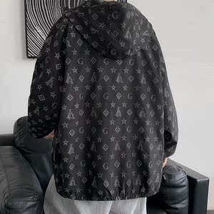 秋装情侣款港风外套男女秋季中性风反光夹克夜光模特28J图片
