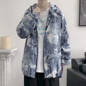情侣连帽外套男女秋季印花夹克港风中性风迷彩11J图片