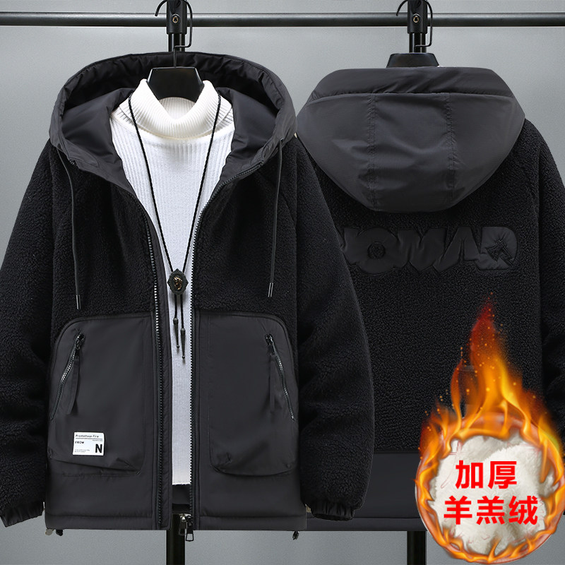 2025冬季新款连帽羊羔绒棉服男装时尚保暖棉衣外套MY8116-特P100,男装棉衣,电商A076