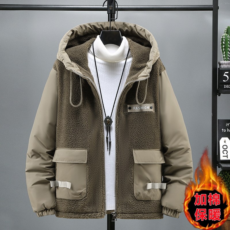 羊羔绒棉衣冬季工装新款棉袄男士连帽加厚保暖棉服MY8119-特P95,男装棉衣,电商A076