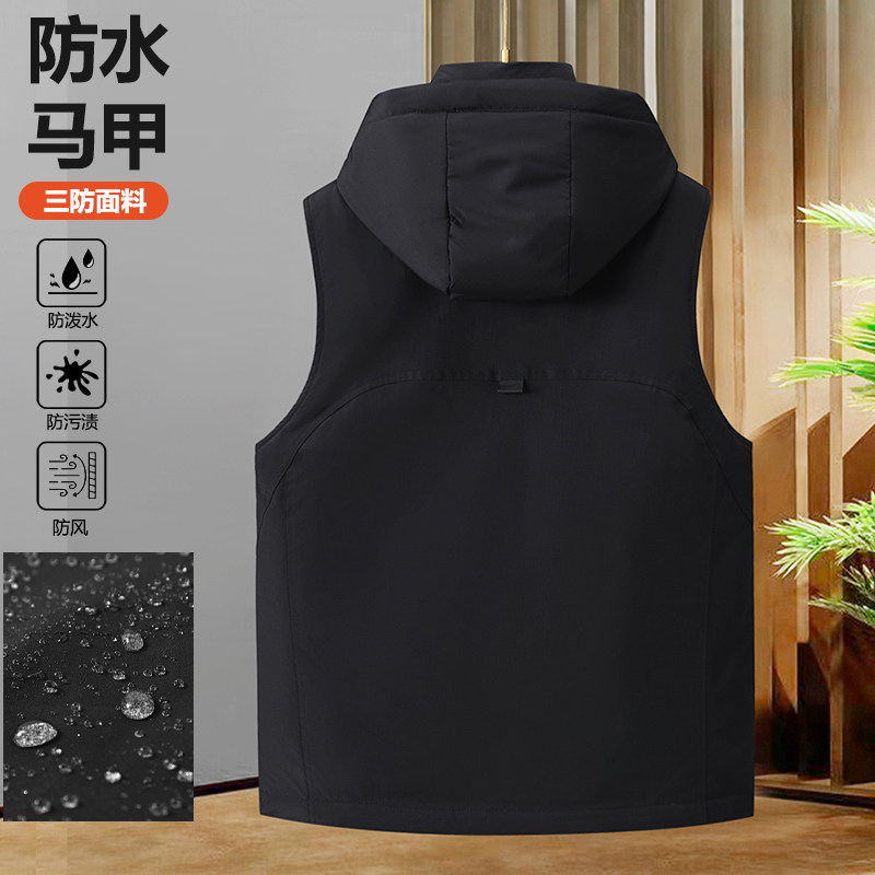 工装棉马甲男士秋冬季新款特大码防泼水马夹MJ022小码特P73大码83,男装工装外套,电商A076