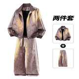 美式复古运动套装男春季长袖外套长裤两件套3D暖光2507-特P110，男装休闲套装，电商A076