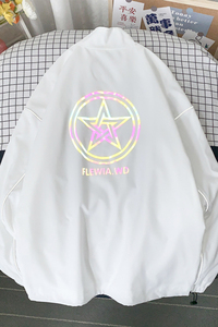 秋冬季夹克男女港风摆拍卡通反光1外套中性风夜光立领2J图片