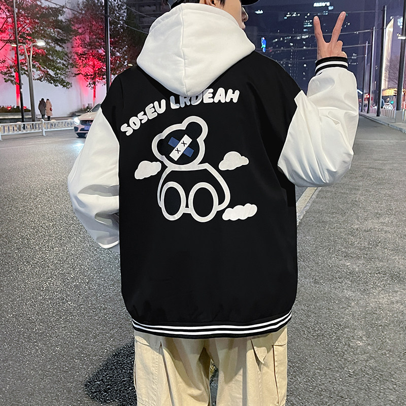 印花夹克外套男春季港风宽松学生情侣棒球服港风模特7JK60023-P50,男装夹克,电商A076