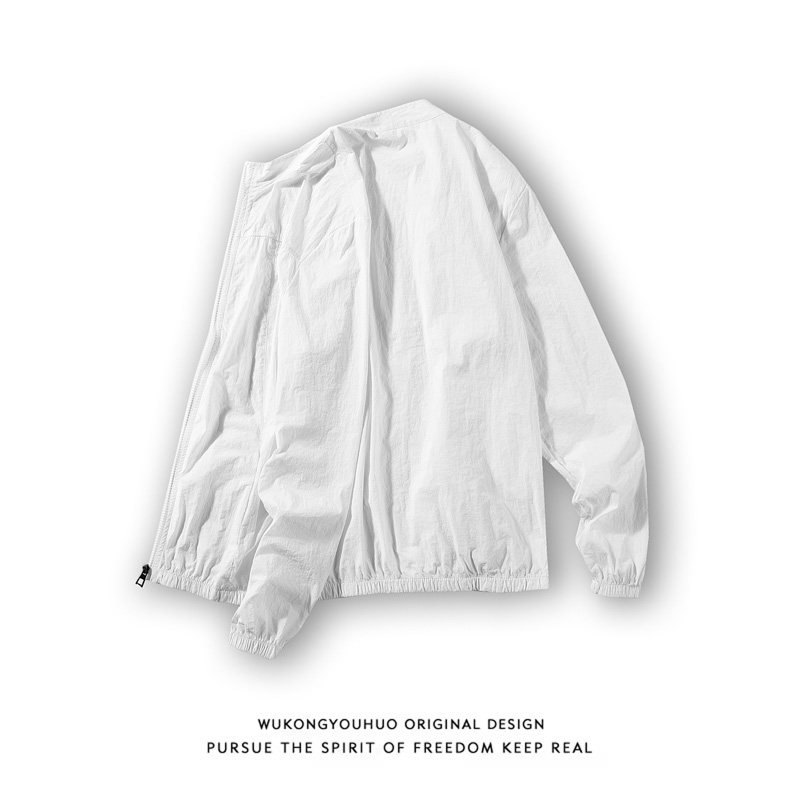 夏季冰丝外套男士韩版修身超薄透气立领防晒衣服白底图1FS728-P25,男装夹克,电商A076