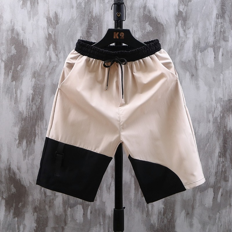 运动短裤男外穿拼色沙滩裤薄款速干休闲五分裤子灰墙挂拍3DK1-P10，男装休闲裤，电商A076