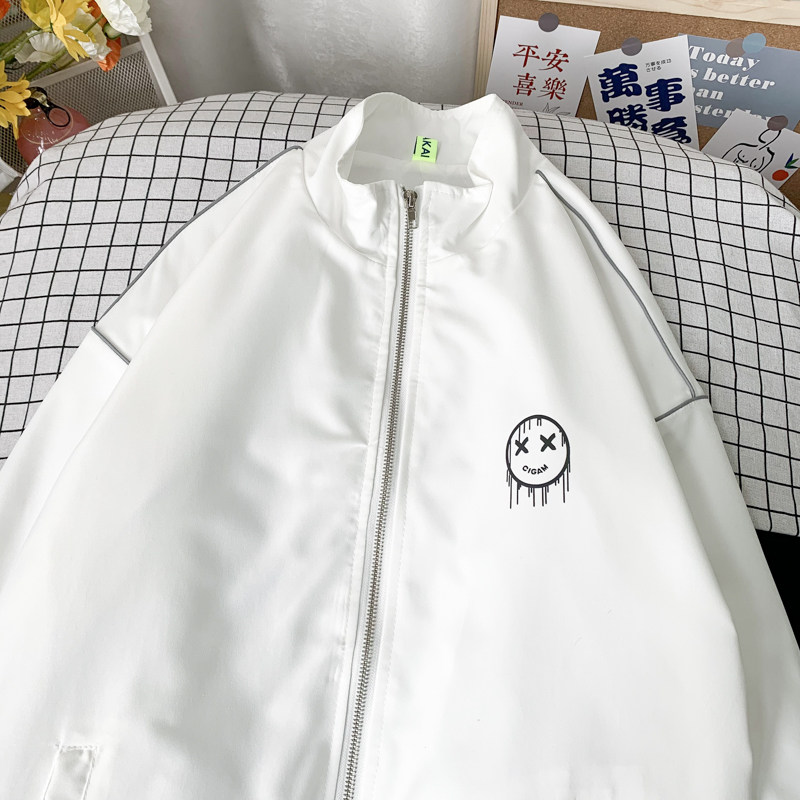 夹克服秋季男女夜光反光外套宽松港风中性风摆拍2J图片