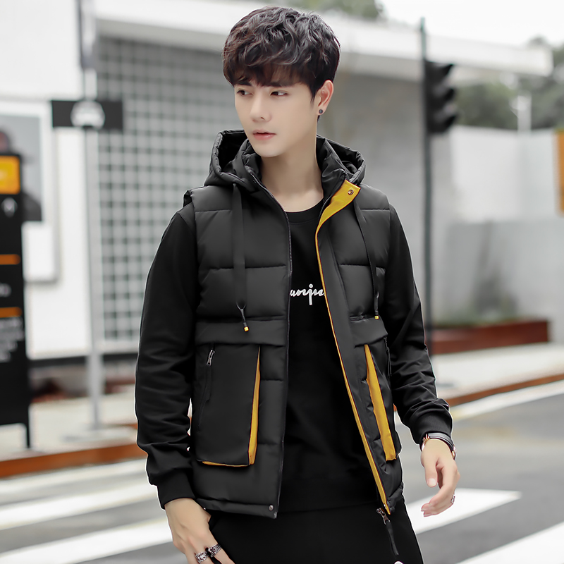 新款工装棉马甲男士潮流帅气连帽多口袋保暖背心外套MJ2018-特P65，男装背心/马甲，电商A076