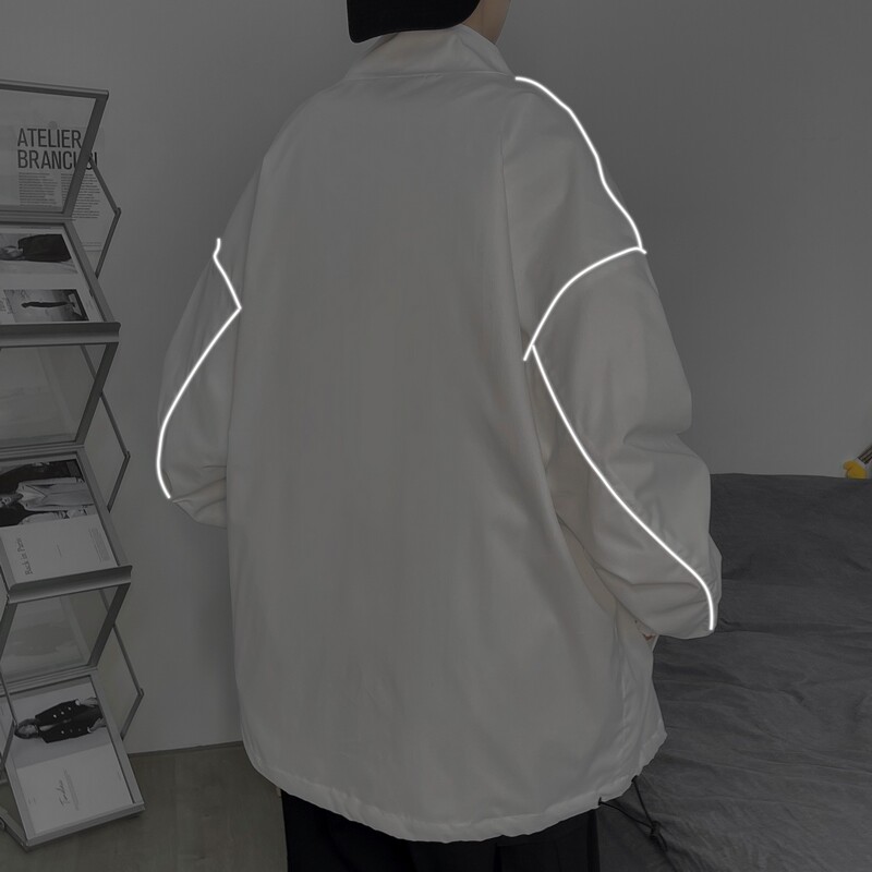 夹克秋季服男女白墙夜光反光外套薄款港风中性风男40J,男装夹克,电商A076