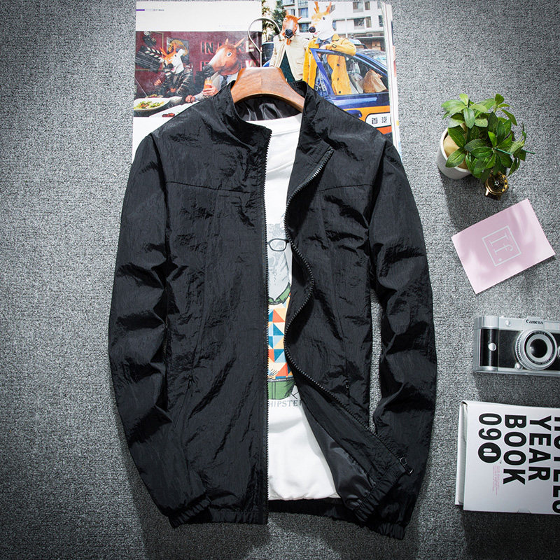 薄款立领夹克男士秋季韩版休闲百搭休闲外套上衣摆拍1J,男装夹克,电商A076