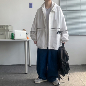 假两件连帽工装外套港风中性风宽松夹克ins新款25J图片