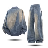 美式复古休闲运动套装男春季立领夹克长裤两件套百搭2507-特P110，男装夹克，电商A076