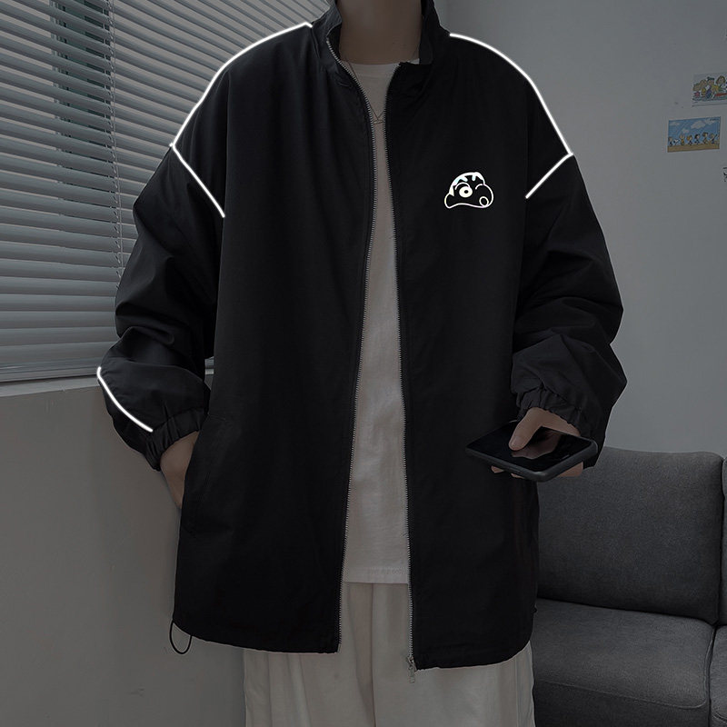 夹克服秋季男女夜光反光外套宽松港风中性风模特27J图片
