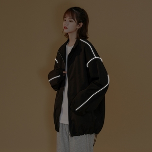 夹克秋季服男女白墙夜光反光外套薄款港风中性风女27J图片