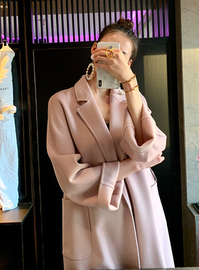 max同款Labbro双面100%纯山羊绒大衣女2023年新款中长款M家同款