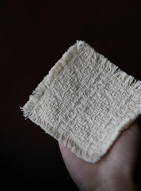 粗纹棉麻四方杯垫手工壶垫杯垫