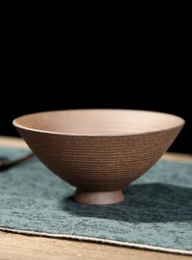 粗陶无釉茶杯陶瓷茶具斗笠杯复古主人杯茶盏单杯子家居茶室品茗杯