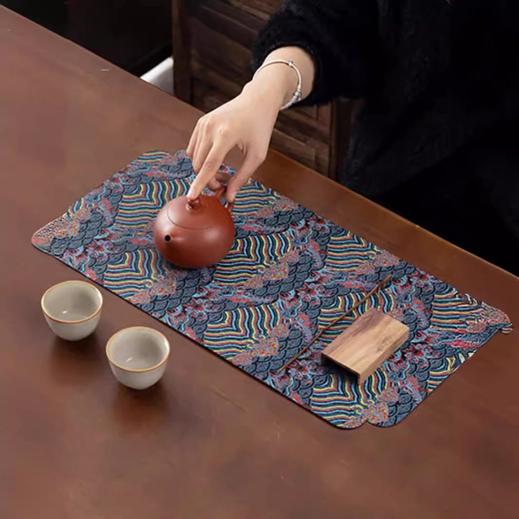 茶席双面茶具吸水中式茶巾防水茶桌茶垫桌垫隔热干泡垫子布艺杯垫