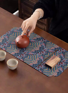 茶席双面茶具吸水中式茶巾防水茶桌茶垫桌垫隔热干泡垫子布艺杯垫